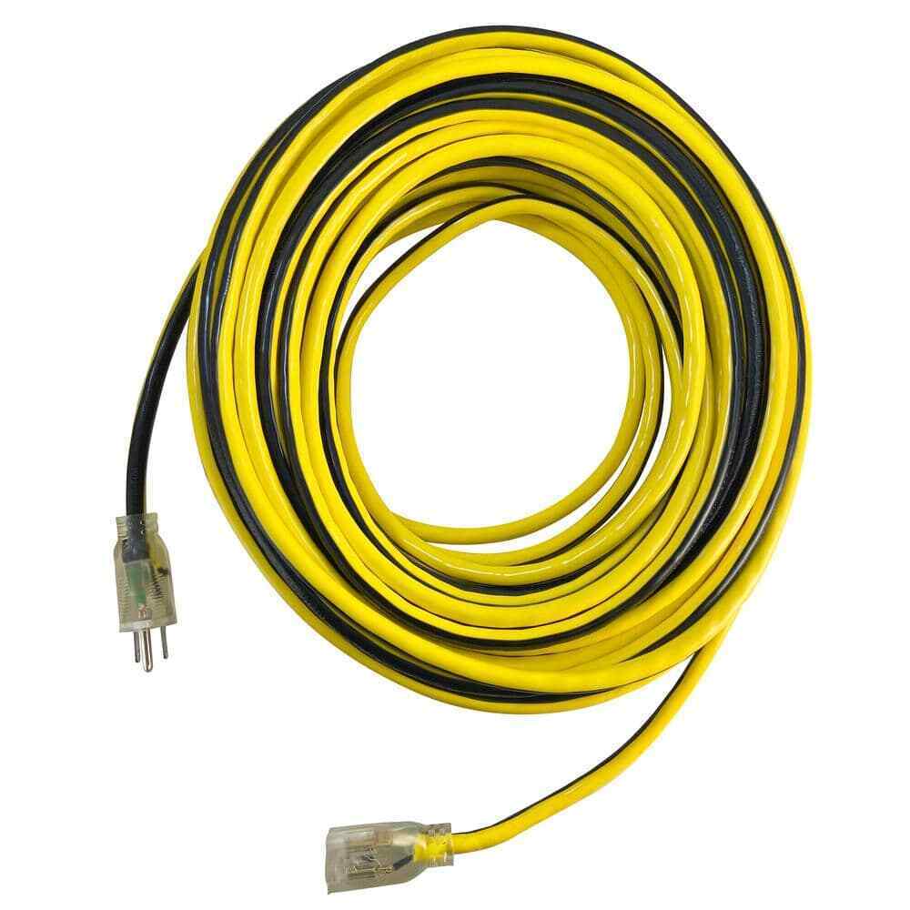 Husky VividFlex 100 ft. 12/3 Heavy Duty Extension Cord w/ Lighted End, Yellow