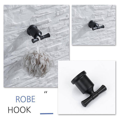 Boyel Living Matte Black 16 in. Bathroom Towel Bar Paper Holder Towel Ring Set