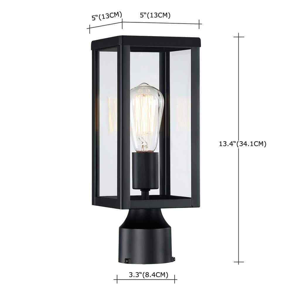 Hukoro Matte Black Metal Hardwired Outdoor Weather Resistant Post Light 2-Pack