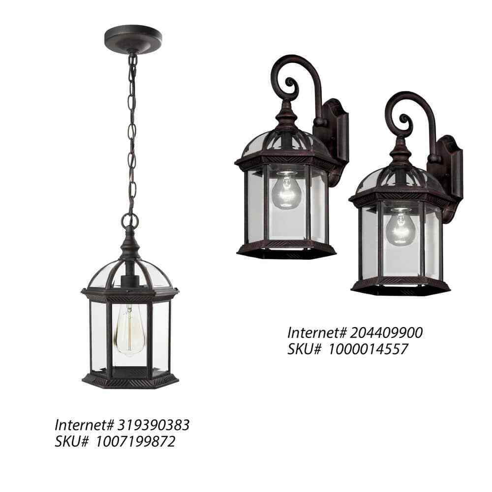 Hampton Bay Wickford Weathered Bronze Wall Light Fixture w/ Clear Glass (2-Pack)