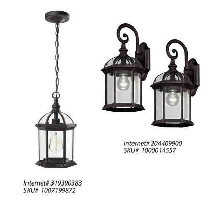 Hampton Bay Wickford Weathered Bronze Wall Light Fixture w/ Clear Glass (2-Pack)