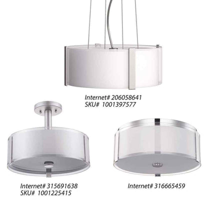 Hampton Bay Bourland Chrome Ceiling Light Fixture w/ White and Clear Glass