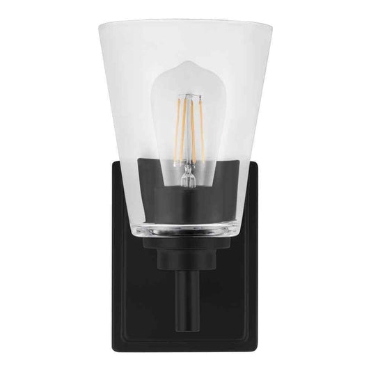 Hampton Bay Wakefield 1-Light Matte Black Indoor Wall Sconce HB3679-43