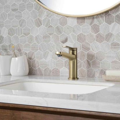 KRAUS Indy Single Hole Single-Handle Basin Bathroom Faucet in Brushed Gold