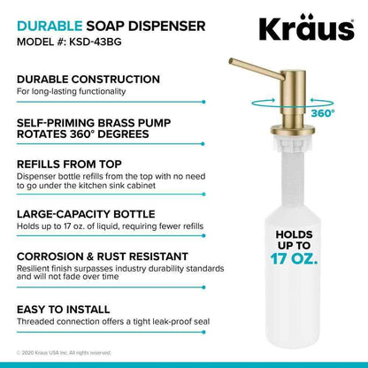 KRAUS Kitchen Soap and Lotion Dispenser in Gold KSD-43BG