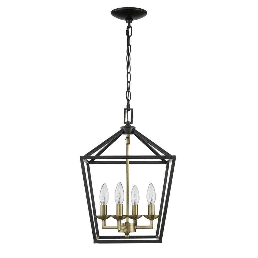 Home Decorators Weyburn 4-Light Black and Gold Farmhouse Chandelier