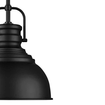 Home Decorators Shelston 10 in. 1-Light Black Pendant w/ Metal Shade