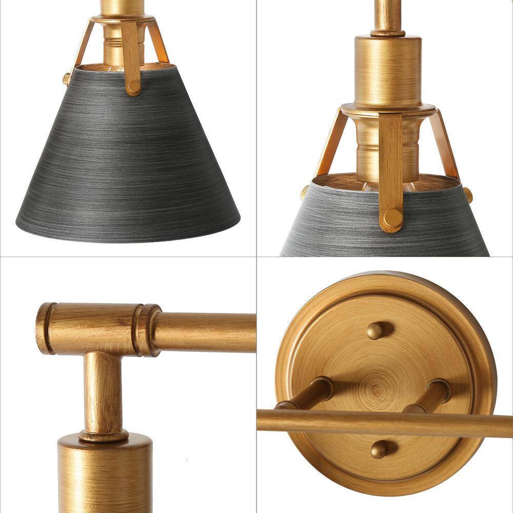 LNC Vintage Gold/Gray Modern Vanity Light with Bell/Cone Shades