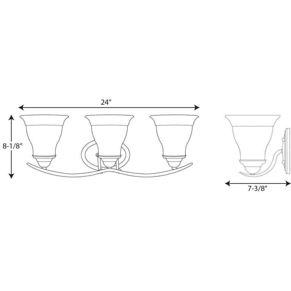 Progress Lighting Trinity 3-Light Brushed Nickel Glass Traditional Bath Vanity