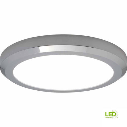 Hampton Bay 16 in. 1-Light Edge-Lit Chrome Dimmable LED Flush Mount