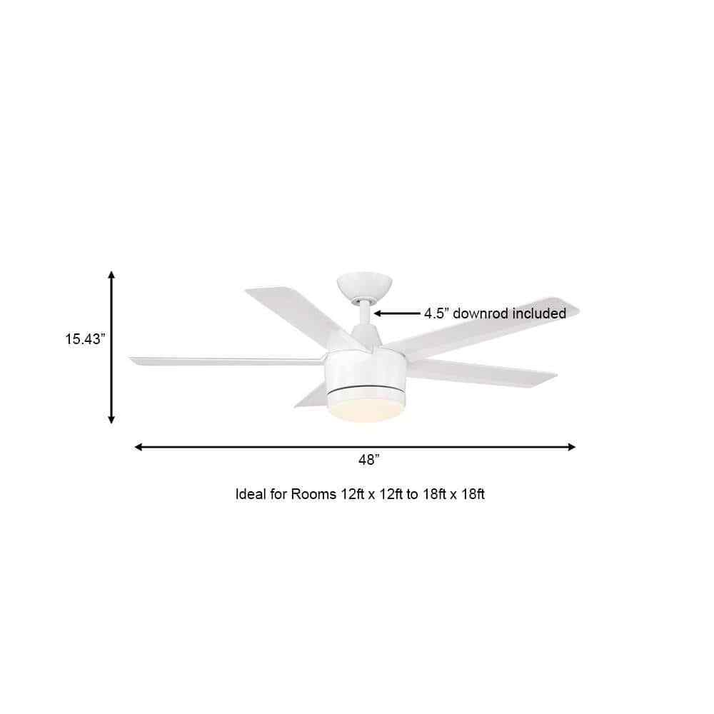 Home Decorators Merwry 48 in. LED Indoor White Ceiling Fan w/ Light Kit + Remote