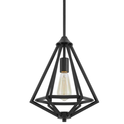 Home Decorators Hubley 1-Light Triangular Black Mini Pendant Light Fixture