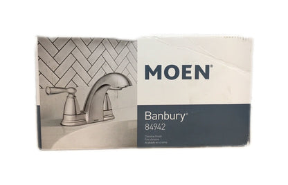 MOEN Banbury 4 in. Centerset Double Handle Low-Arc Bathroom Faucet in Chrome