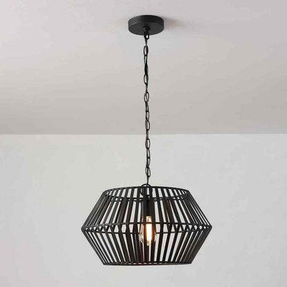 Globe Electric Juliet 1-Light Matte Black Chandelier with Caged Metal Shade