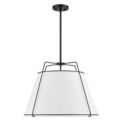 Light Society Lise 22 in. 3-Light Black Chandelier with Fabric Shade LS-C555-BLK