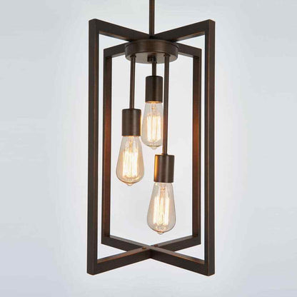 Artika Yale 3-light Black Modern Industrial Caged Hanging Pendant Light
