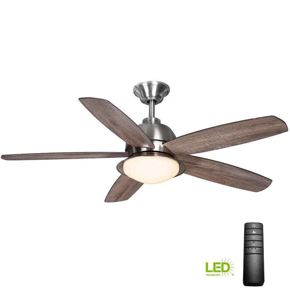 Home Decorators Ackerly 52 in. Indoor/Outdoor LED Brushed Nickel Ceiling Fan