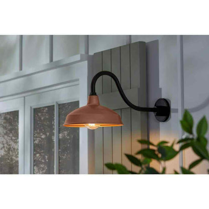 Hampton Bay Easton 11 in. Copper Barn Outdoor Wall Lantern Sconce w/ Steel Shade