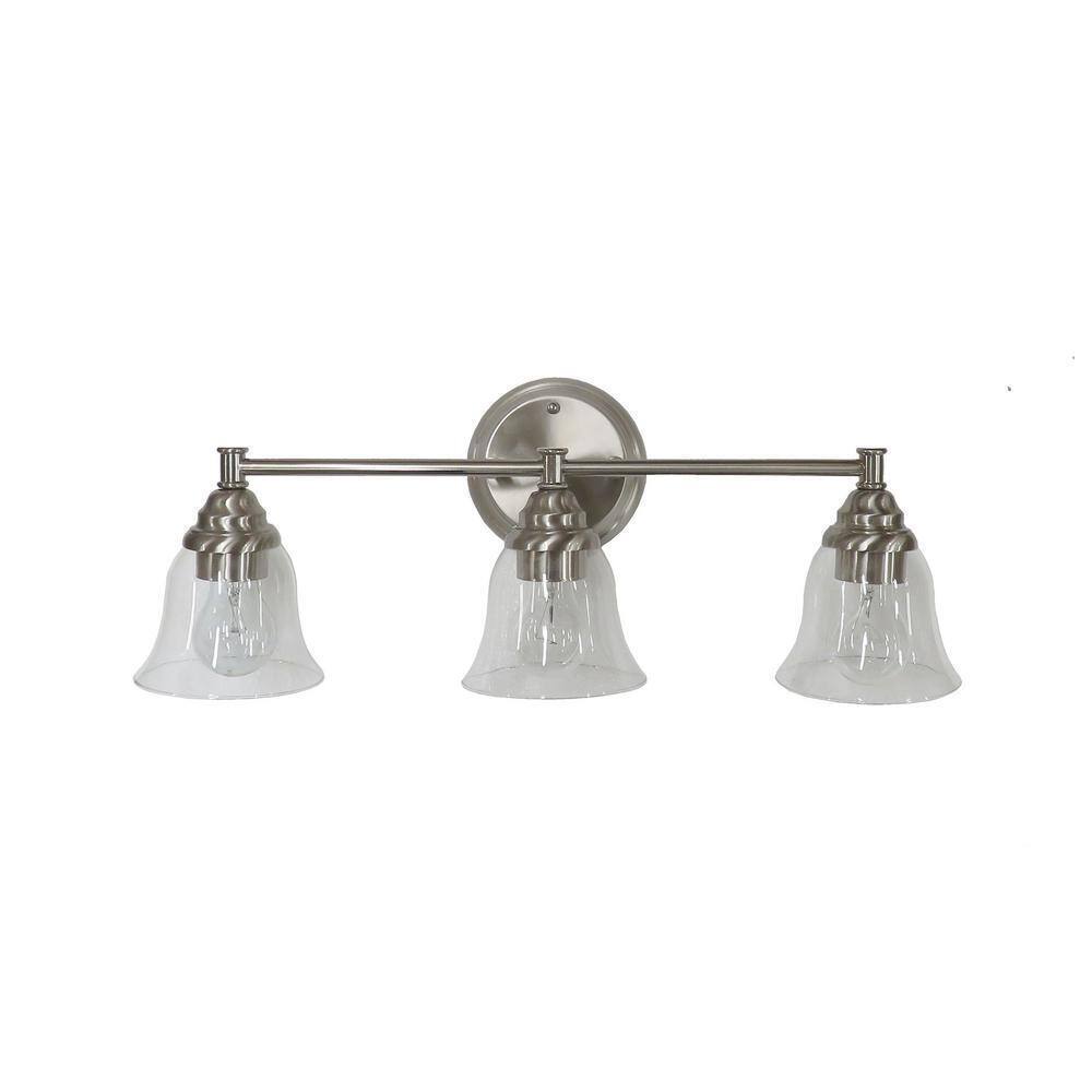 Hampton Bay Marsden 23.5 in. 3-light Brushed Nickel Transitional Indoor Vanity