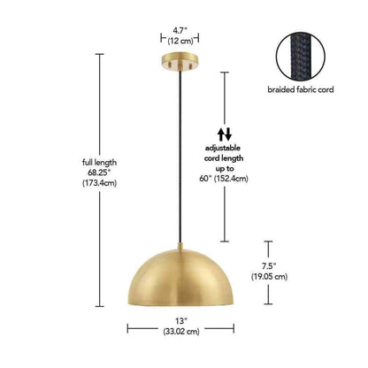 Novogratz x Globe Electric Hazel 1-Light Matte Brass Shaded Pendant Light
