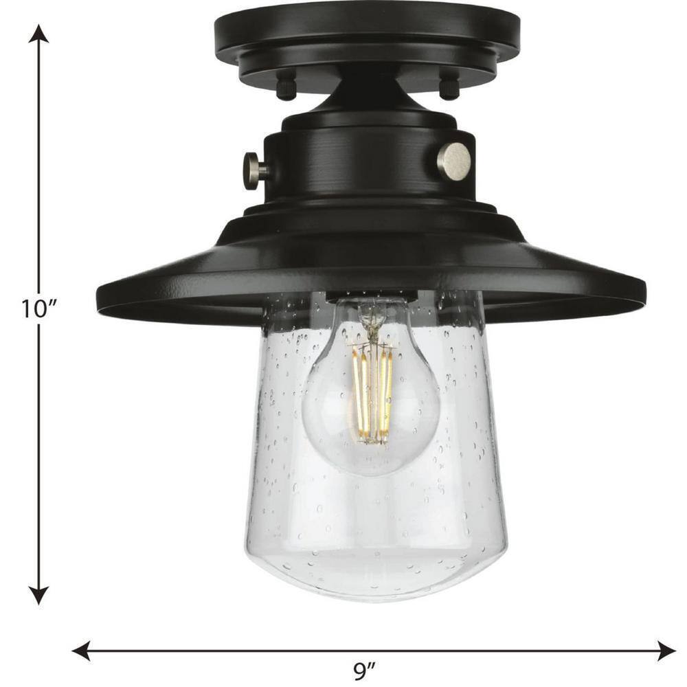 Progress Lighting TremontMatte Black Clear Seeded Glass Semi-Flush Ceiling Light