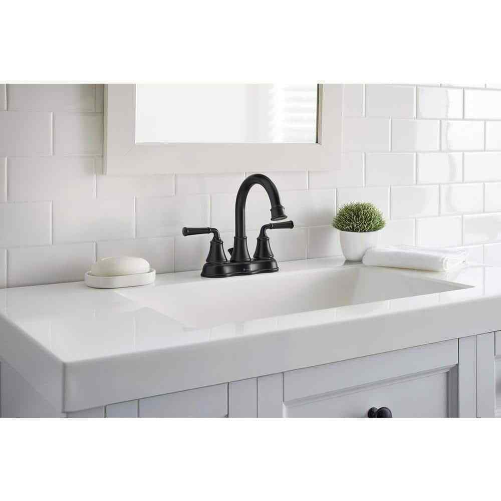 Glacier Bay Dunston 4 in. Centerset Double Handle High-Arc Bathroom Faucet