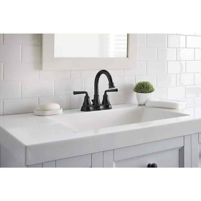 Glacier Bay Dunston 4 in. Centerset Double Handle High-Arc Bathroom Faucet