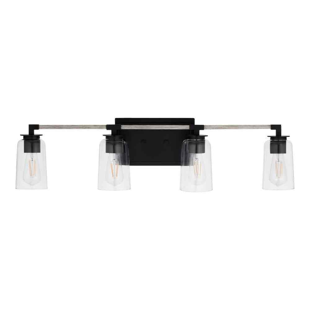 Home Decorators Walsh 34 in. 4-Light Black Coastal Bathroom Vanity Light