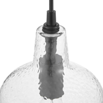 Hampton Bay Gillian 1-Light Coal Mini-Pendant Light with Clear Hammered Glass