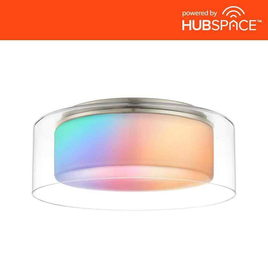 Denning 13 in. Brushed Nickel Smart Voice Controlled RGB LED Flush Mount