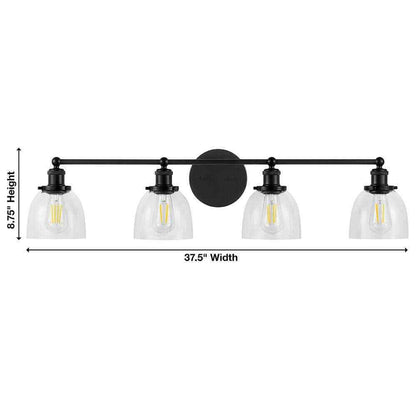 Home Decorators Evelyn 37.5 in. 4-Light Matte Black Modern Bathroom Vanity Light