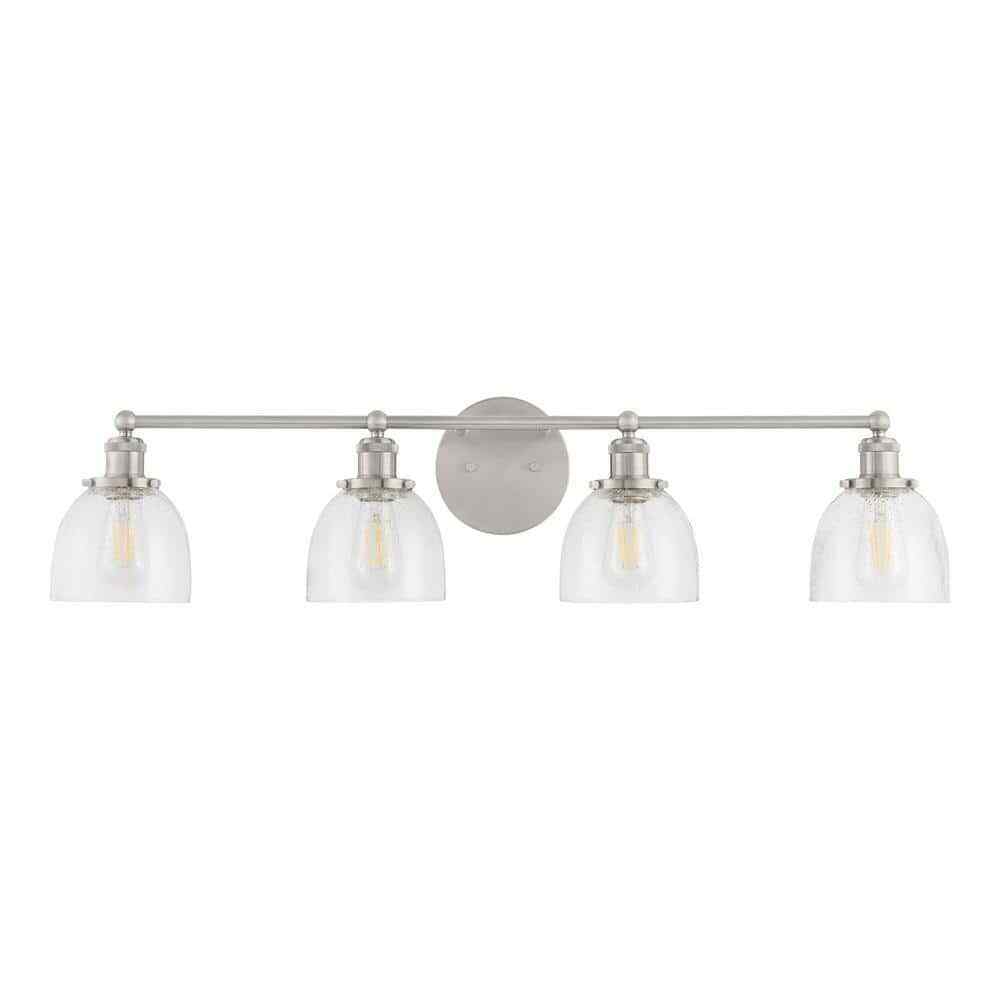 Home Decorators Evelyn 37.5 in. 4-Light Brushed Nickel Vanity Light