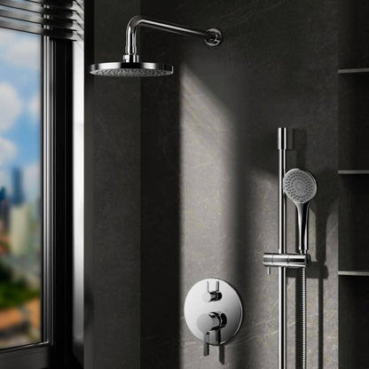 HOMLUX 4-Spray Patterns w/ 2.5 GPM 8 in. Wall Mount Dual Shower Head in Chrome