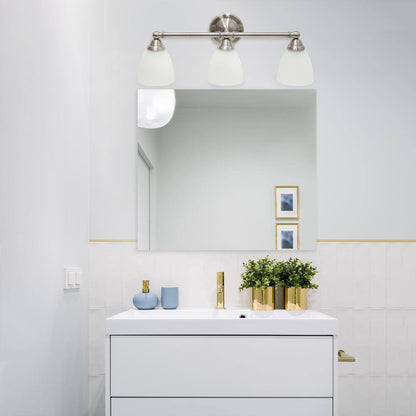 Simple Designs 25 in. Brushed Nickel Classic 3-Light Wall Mounted Vanity