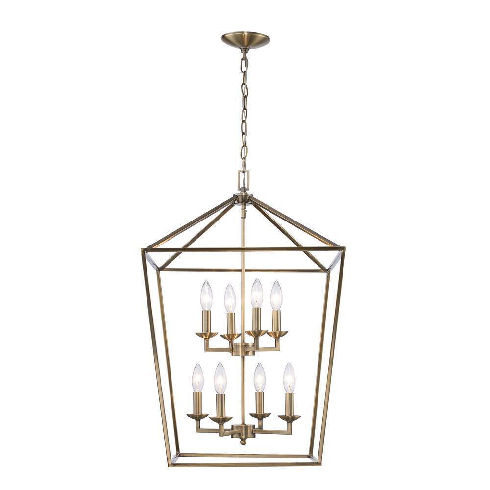 Home Decorators Weyburn 8-Light Brushed Brass Farmhouse Chandelier Light Fixture