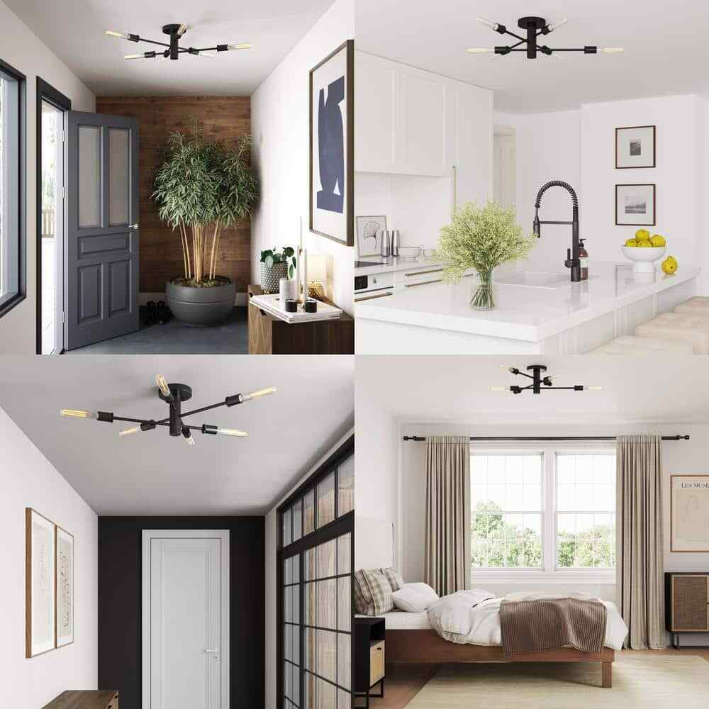Nathan James Elmont Semi-Flush Mount 6-Light Sputnik Chandelier