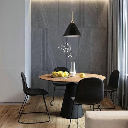 Light Society Kalix 14 in. 1-Light Black Pendant with Metal Shade LS-C402-BK