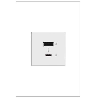 Legrand adorne 6.0 Amp Ultra-Fast USB Type A/C Duplex Outlet White ARUSB2AC6W4