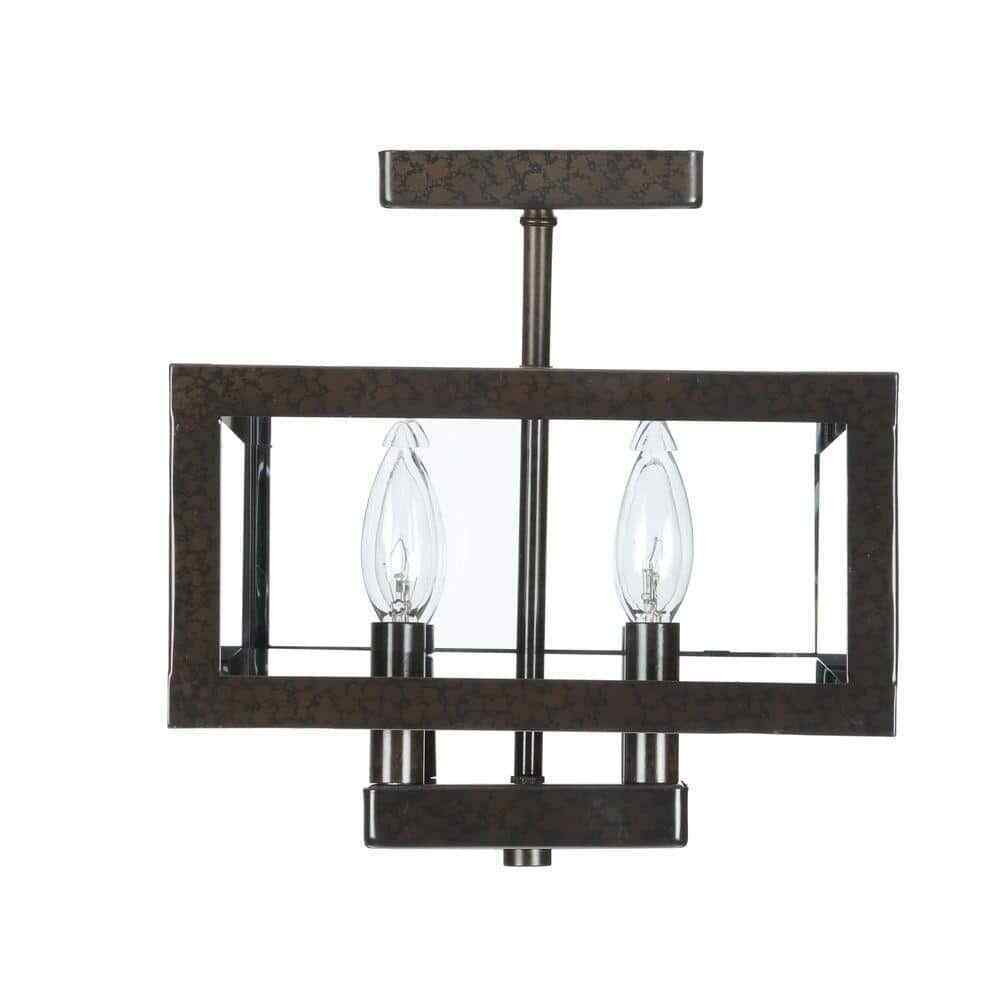 Hampton Bay Tallarook 11 in. 4-Light Oxide Brass Semi Flush Mount Ceiling Light