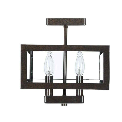 Hampton Bay Tallarook 11 in. 4-Light Oxide Brass Semi Flush Mount Ceiling Light