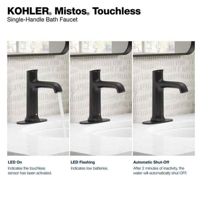 KOHLER Mistos Powered Touchless Single Hole Bathroom Faucet in Matte Black