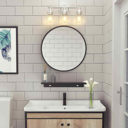 Merra 17 in. 3-Light Modern Brushed Nickel Vanity-Light with Clear Glass Shade