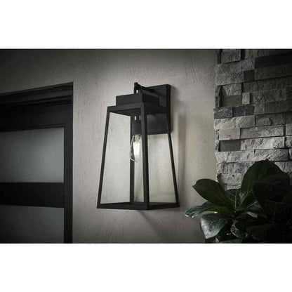 Hampton Bay Corbin Large 20 in. Modern Black Outdoor Tapered Wall Lantern Sconce