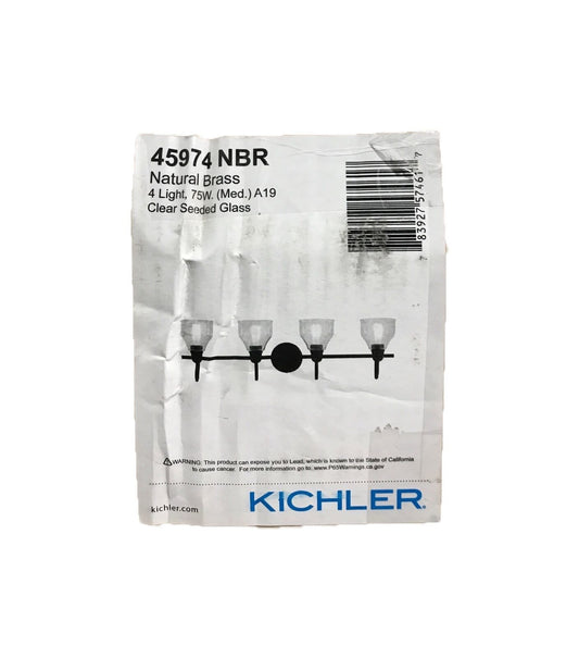 KICHLER Avery 33.25 in. 4-Light Natural Brass Vintage Bathroom Vanity Light