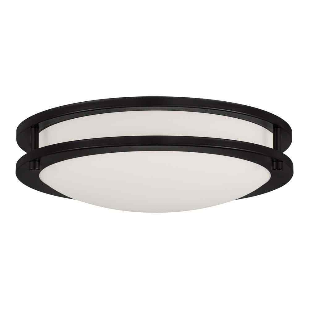 Hampton Bay Flaxmere 12 in. Bronze Dimmable LED Flush Mount Ceiling Light