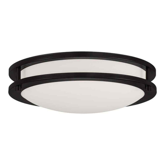 Hampton Bay Flaxmere 12 in. Bronze Dimmable LED Flush Mount Ceiling Light