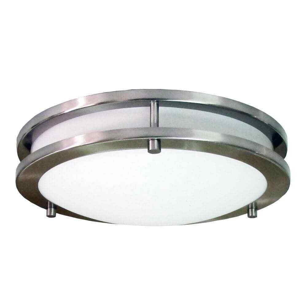 HomeSelects Saturn 2-Light Brushed Nickel Flush Mount 6102