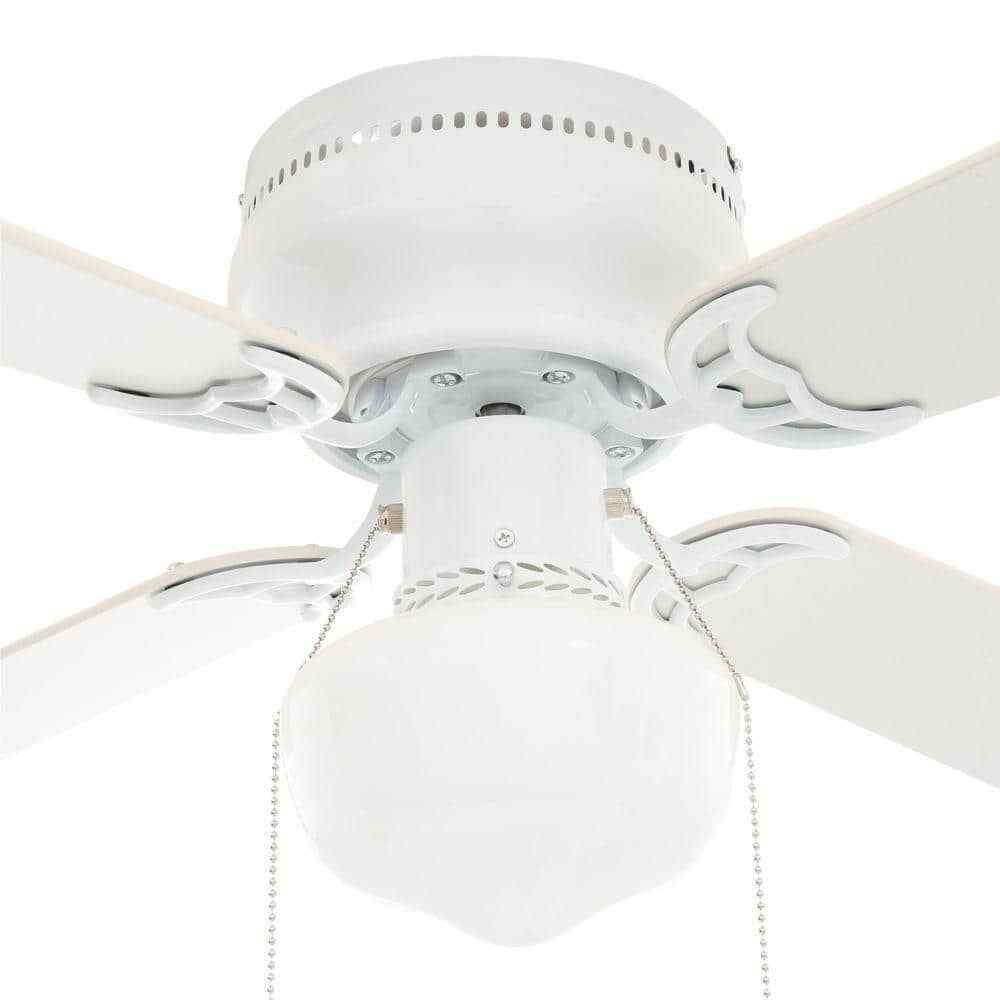 Littleton 42 in. LED Indoor Flush Mount White Ceiling Fan with Light Kit