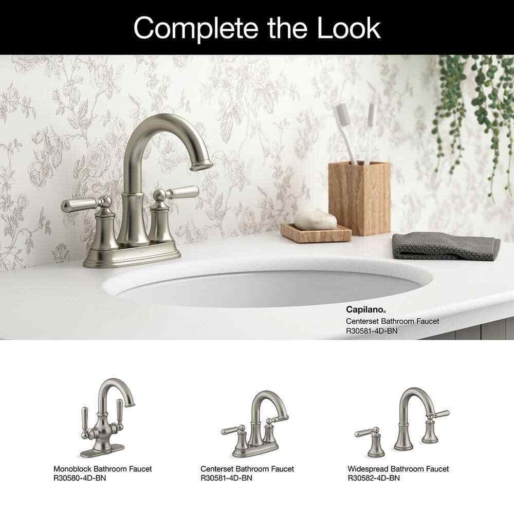 KOHLER Capilano 4 " Centerset 2-Handle Bathroom Faucet in Vibrant Brushed Nickel