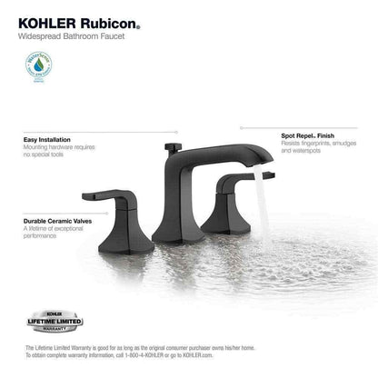 KOHLER Rubicon 8 in. 2-Handle Bathroom Faucet in Matte Black Valve Included